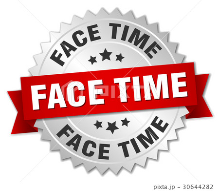 face time round isolated silver badge 30644282