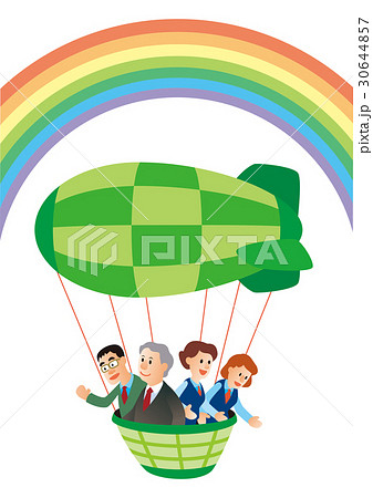 気球と社員旅行のイラスト素材