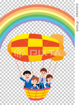 気球と社員旅行のイラスト素材