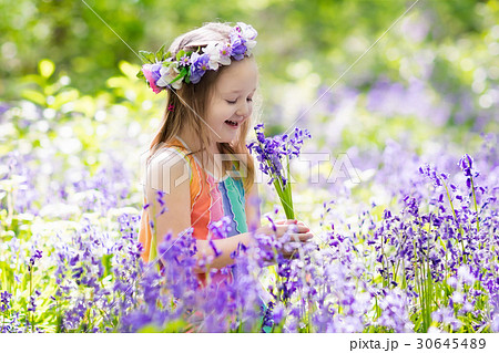 Kids in bluebell garden 30645489