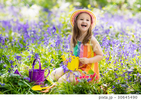 Kids in bluebell garden 30645490