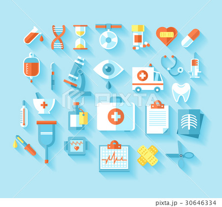 Flat medical icons set. 30646334
