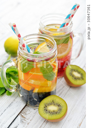 Detox drinks with fresh fruits 30647361
