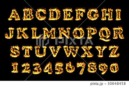 Fire font collection, alphabet of flame. Fire font collection, alphabet of flame. 30648458
