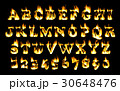 Fire font, alphabet of flame. 30648476