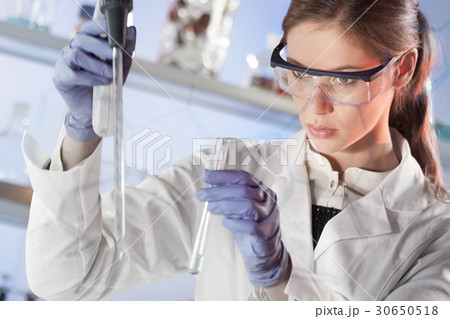 Young scientist pipetting in life science 30650518