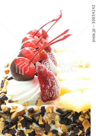 Ice cream cake with cherry on top 30654242