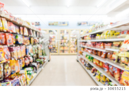Abstract blur and defocused supermarket and convenience store interior Abstract blur and defocused supermarket and convenience store interior 30655215