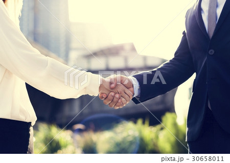Men Women Business Agreement Hands Shake 30658011