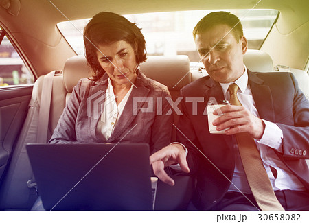 Business people meeting and discussion on backseat of the car 30658082