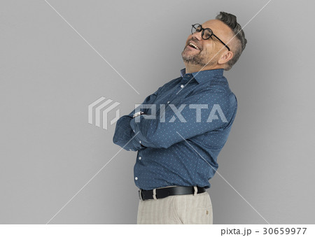 Caucasian Man Folding Arms Smiling Caucasian Man Folding Arms Smiling 30659977