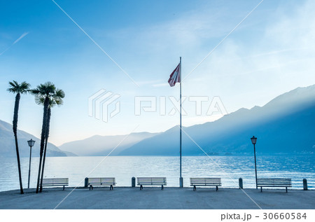 Scene side of Lake Maggiore in Switzerland Scene side of Lake Maggiore in Switzerland 30660584