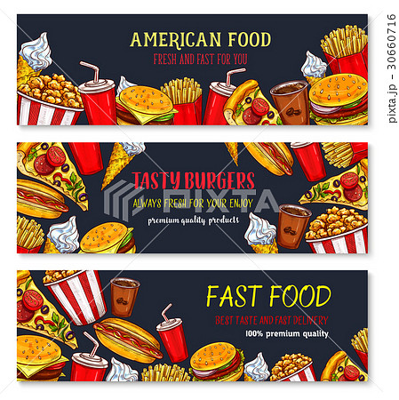 Vector banners fast food meal snacks and desserts Vector banners fast food meal snacks and desserts 30660716