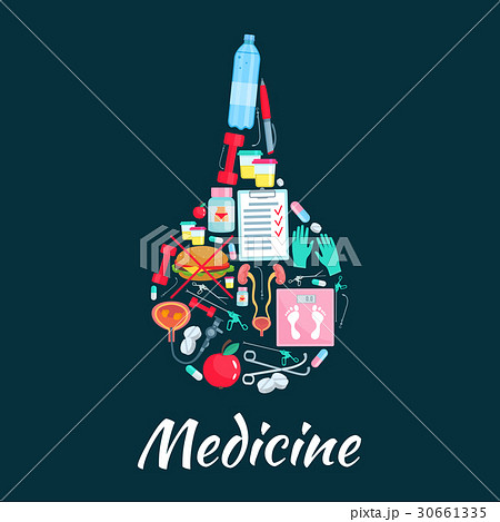 Medical enema symbol with dietetics medicine icons 30661335