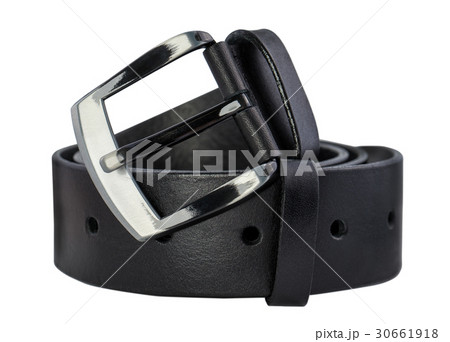 Rolled men's leather belt with metal buckle 30661918