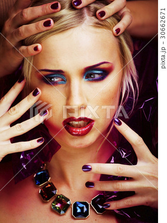 beauty woman with creative make up, many fingers 30662671