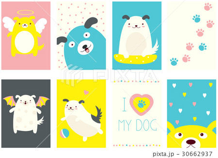 Set of banners with cute dogs 30662937