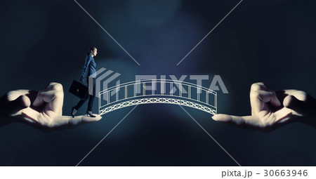 線画の橋を渡る女性 線画の橋を渡る女性 30663946