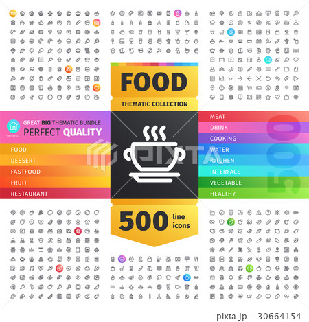 Food Thematic Collection of Line Icons 30664154