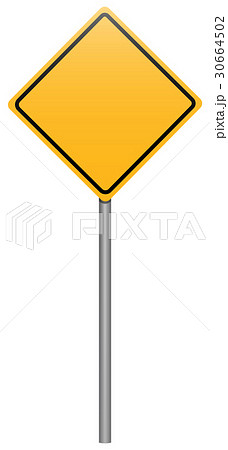 Yellow rhombus road sign on stick Yellow rhombus road sign on stick 30664502