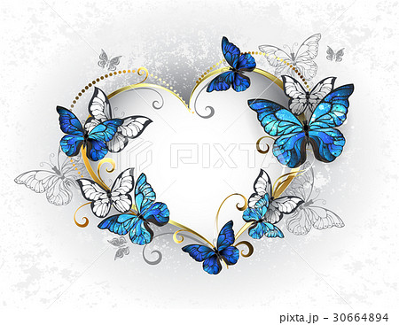 Jewelry Heart With Butterflies Morpho Stock Illustration