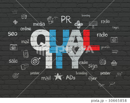 Advertising concept: Quality on wall background Advertising concept: Quality on wall background 30665858