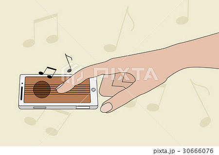 hand touching smartphone screen 30666076