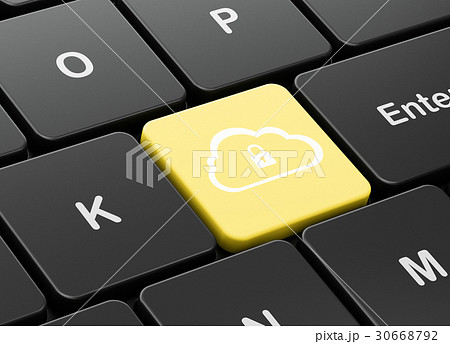 Cloud networking concept: Cloud With Padlock on Cloud networking concept: Cloud With Padlock on 30668792