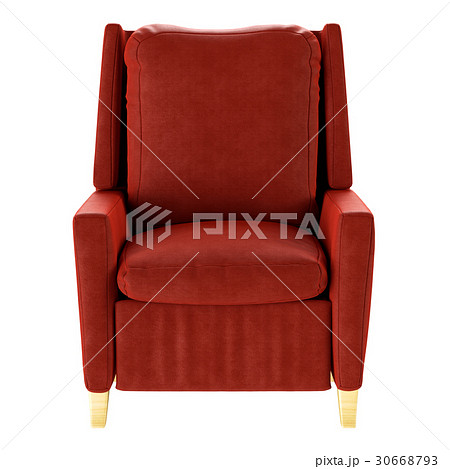 Simple red armchair isolated. Front view. 3d 30668793