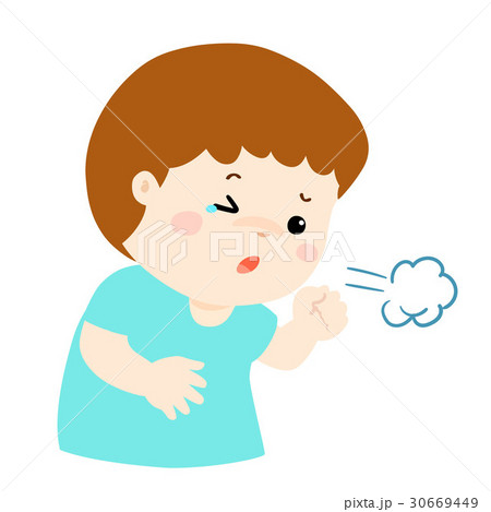 Little boy coughing vector cartoon. 30669449