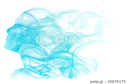 Double exposure portrait of woman and smoke. Double exposure portrait of woman and smoke. 30670175