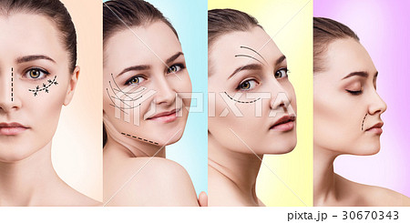 Young woman in plastic collage. 30670343