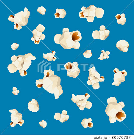 Popcorn Pattern Background on Blue. Vector 30670787