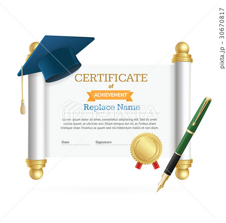 Graduated Cap Student and Roll Certificate. Vector 30670817