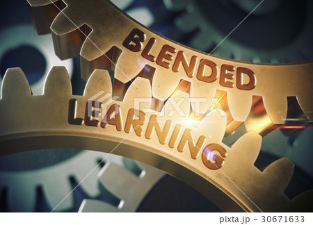 Blended Learning Concept. Golden Gears. 3D 30671633