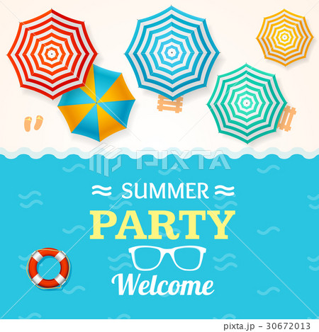 Summer Time Banner with a Beach Umbrella. Vector Summer Time Banner with a Beach Umbrella. Vector 30672013