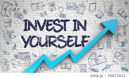Invest In Yourself Drawn on White Brick Wall. 3D. 30672652
