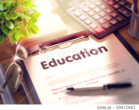 Education - Text on Clipboard. 3D. Education - Text on Clipboard. 3D. 30672662