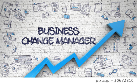 Business Change Manager Drawn on White Brick Wall 30672810