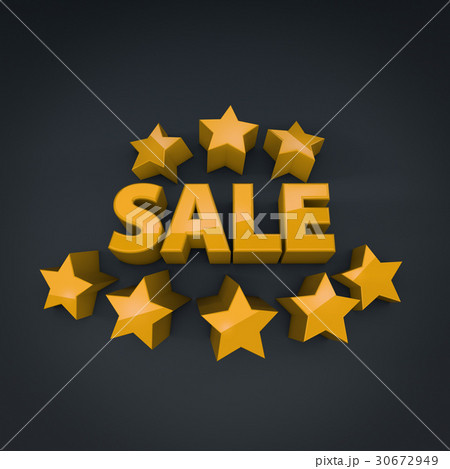 Sale promotional banner with yellow star shapes. 30672949
