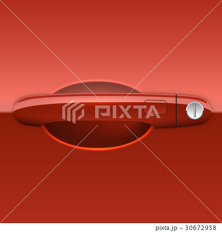 Red car outside door handle illustration. 30672958