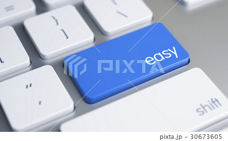 Easy - Inscription on Blue Keyboard Key. 3D. 30673605