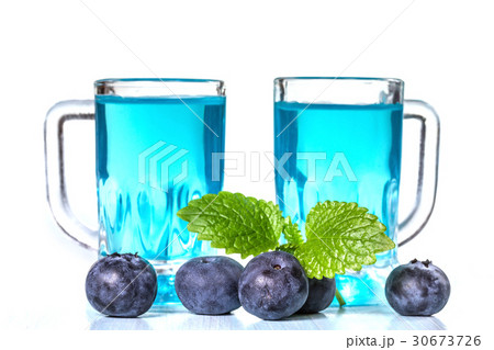 Liqueur of blueberries with fresh berries 30673726