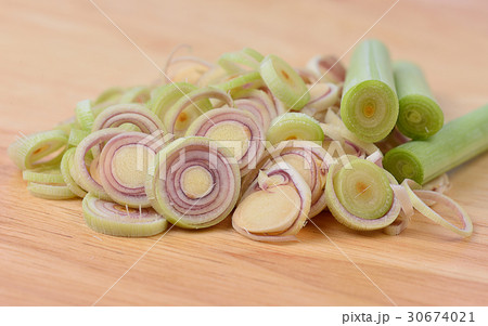 Fresh Lemon grass on a wooden background Fresh Lemon grass on a wooden background 30674021
