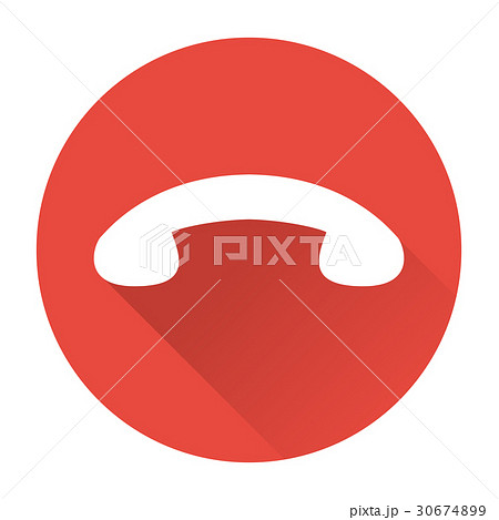 電話を切るアイコンロングシャドウ赤のイラスト素材
