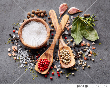 Spices on a black board 30678065