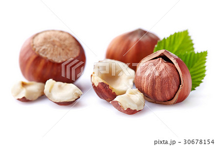 Hazelnuts with leaf 30678154
