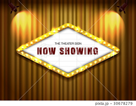 theater sign on curtain with spotlight vector 30678279