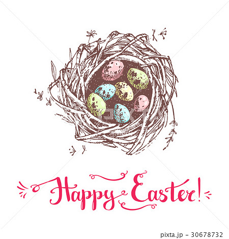 Vector hand drawn card. Happy easter. Cute sketchy 30678732