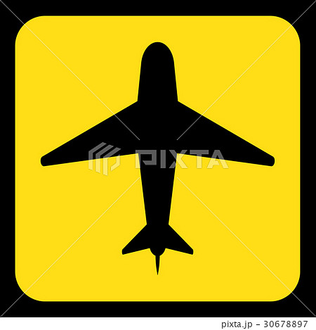 yellow, black information sign - airliner icon 30678897